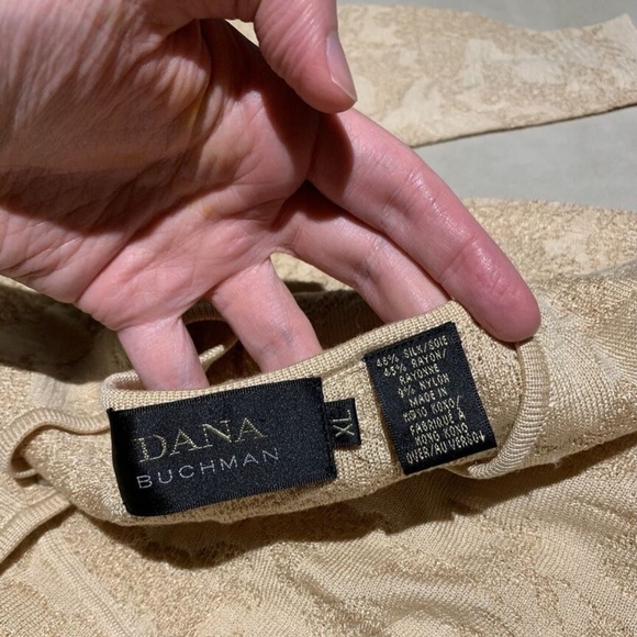 Dana Buchman Pale Blush Damask Knit Cardigan Button Front Sweater XL NWOT - Picture 4 of 4